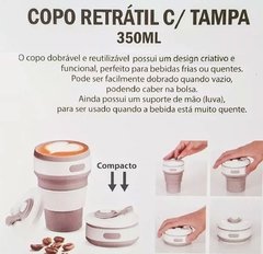 Copo Retrátil com Tampa Silicone 350ml Reutilizável - Não Vaza ! - Mega Maquiagem - Cosméticos p/ o Revendedor, Maquiador e Consumidor!