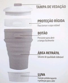 Copo Retrátil com Tampa Silicone 350ml Reutilizável - Não Vaza ! - comprar online