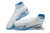 Chuteira Society Nike Air Zoom Mercurial Vapor 15 cano alto botinha - Branco com azul