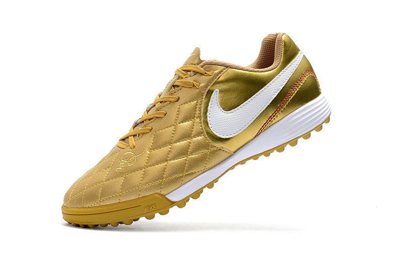 Chuteira Society Nike Tiempo Ronaldinho R10 Pro - Dourada