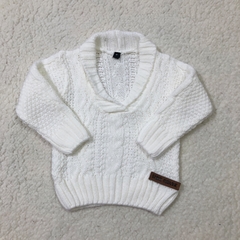 Sweater cuello smoking natural