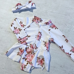 Traje de baño body con volado y vincha (ÚLTIMO 3-6M) - comprar online