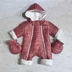 Astronauta rosa con polar soft blanco + mitones (ÚLTIMO 8-12M)