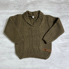 Sweater cuello smoking marrón