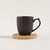 Taza de porcelana Black con plato de bamboo 150ml - comprar online