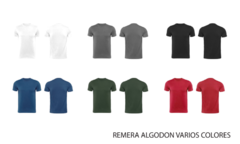 Remera algodon varios colores - Logo personalizado - Venta a empresas