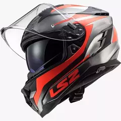 Casco LS2 327 CANNON JEAN Con PINLOCK - Negro y Naraja Fluo