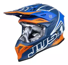 CASCO ENDURO CROSS J39 THRUSTER – AZUL/ NARANJA/ BLANCO MATE