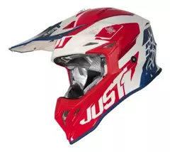 CASCO ENDURO CROSS J39 STARS JUST 1 - ROJO/AZUL/BLANCO GLOSS