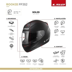 Imagen de CASCO MOTO INTEGRAL LS2 352 ROOKIE MONO MATT