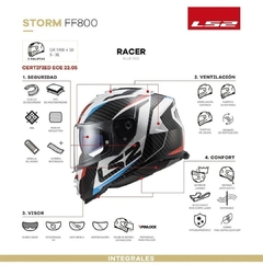 Casco LS2 FF 800 Storm Racer con pinlock - tienda online