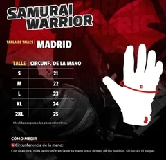 Guantes Samurai Warrior Tessen - Negro con rojo - RideMax