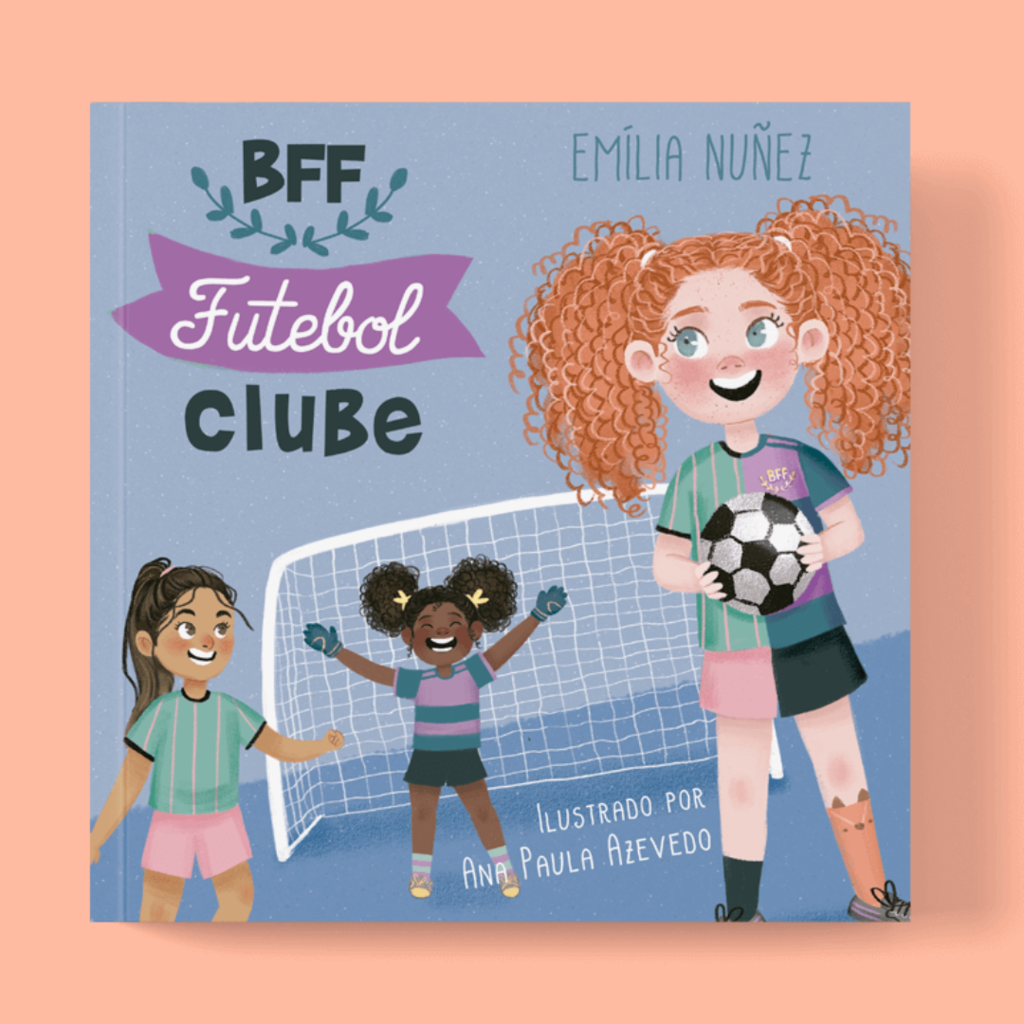 Livro de colorir para crianças, jogadora de futebol com uma bola