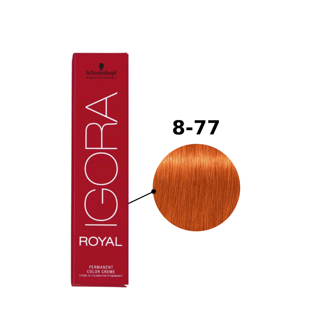 Coloração Schwarzkopf Igora Royal 60g - Cor 8-77 Louro Claro Cobre Extra