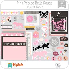 Hoja de Elementos Bella Rouge Pink Paislee Pack 4 American Crafts