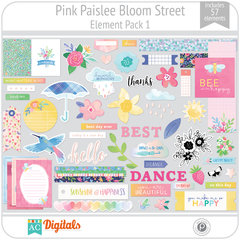 Hoja de Elementos Bloom Street Pink Paislee Pack 1 American Crafts