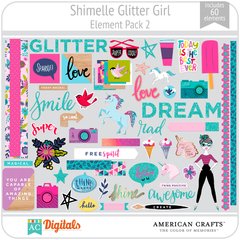 Hoja de Elementos Glitter Girl Shimelle Pack 2 American Crafts