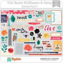 Hoja de Elementos Wildflowers & Honey Vicki Boutin Pack 4 American Crafts