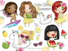 Hoja de Elementos Cute Girls Summer