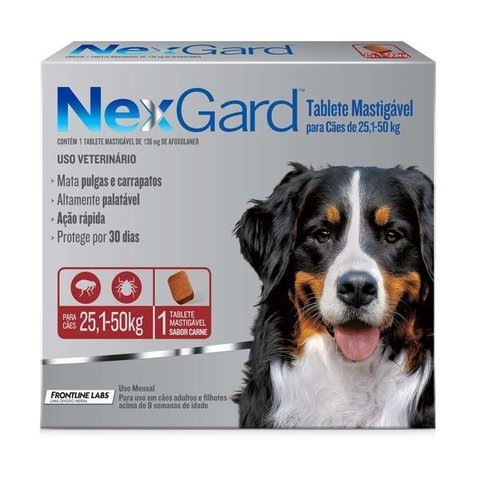 Antipulgas e Carrapatos Merial NexGard 136 mg para Cães de 25,1 a 50 Kg - comprar online