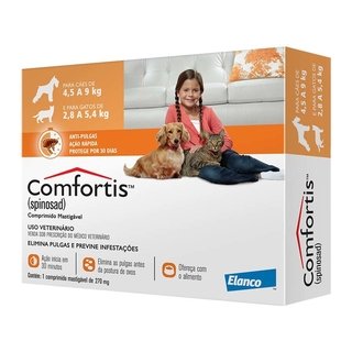 Antipulgas Elanco Comfortis 270 mg - Cães de 4,5 a 9Kg e Gatos de 2,8 a 5,4Kg