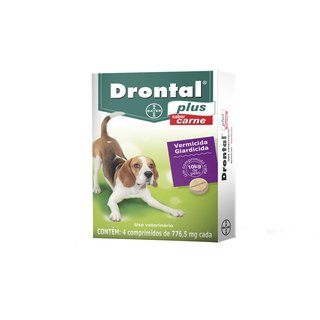 Vermífugo Drontal Plus para Cães de até 10 kg Sabor Carne - Caixa 4 comprimidos