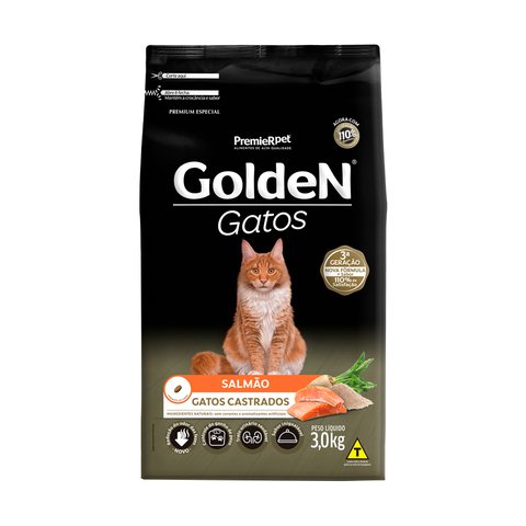 Ração Golden para Gatos Adultos Castrados Sabor Salmão - comprar online
