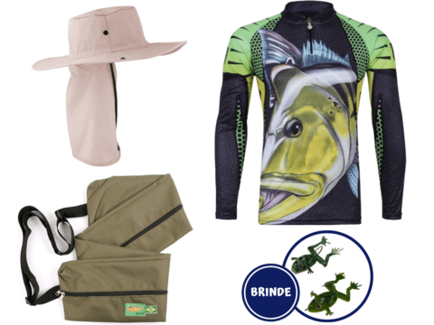 kit Pescador Bolsa Para Vara + Chapéu com Proteção solar + Camisa King Uv50+ Brinde - comprar online