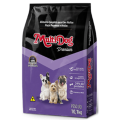 Ração Multidog Premium Cães Adultos Raças Pequenas e médias - Carne,Frango e Arroz. 10KG