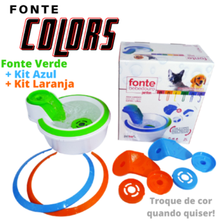 Kit Fonte Bebedouro Colors Cães e Gatos