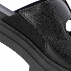 Tamanco Plataforma Couro Preto Fivela Usaflex - June Online