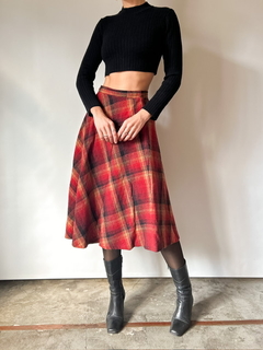 The Check Red Midi Skirt - tienda online