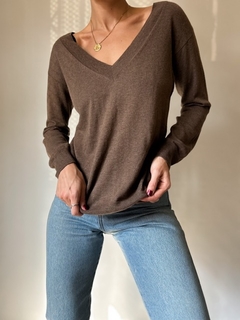 The Brown V Neck Sweater - tienda online