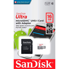 Micro SD con Adaptador Sandisk 16GB Clase 10 - 001
