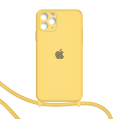 Funda iPhone 11 Pro Max soga correa silicona felpa y logo