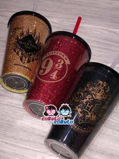 Vaso Alto Glitter Hogwarts Dorado - Harry Potter - comprar online