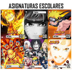 Pack 6u. Separadores Materias - Caratulas Escolares - Naruto Pack 2