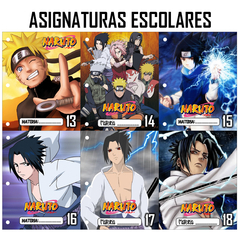 Pack 6u. Separadores Materias - Caratulas Escolares - Naruto Pack 3