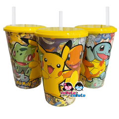 Vaso Plástico con tapa y sorbete - ANIME - Pokemon Pikachu