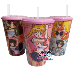 Vaso Plástico con tapa y sorbete - ANIME - Sailor Moon