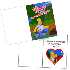Tarjeta "Rosas, son muchas Rosas" - Tarjeta San Valentín - Día de los Enamorados - The Simpsons