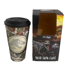 Vaso TAPA CAFE - Jurassic World EN CAJA - Impresion Plateada