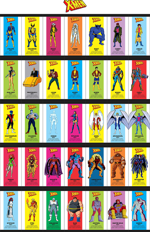 Pack 35 Stickers Chicles + 4 sobres - Xmen, Serie Animada - The Animated Serie - TAS