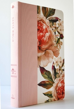 Biblia RVR60 Letra Grande Tamaño Manual Tapa Dura Tela Rosada Con Flores - comprar online