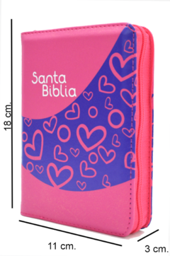 Santa Biblia Rosada Con Corazones.