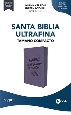 Biblia NVI Ultrafina Compacta Texto revisado 2022 Piel Reciclada Lila Lavanda Con Cierre en internet