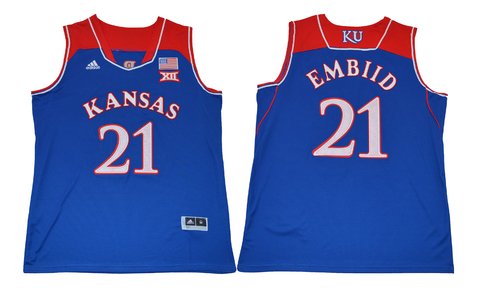 Wholesale Mens Basketball Jersey Joel Embiid #21 Kansas Jersey Stitched  S-XXL