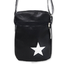 Bolsa shoulder bag em couro sintético preto com estrela branca - FogãoNET