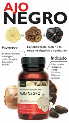 Ajo Negro Natier, Antioxidantes, Sin Tacc, 50 Cap, presión arterial - comprar online