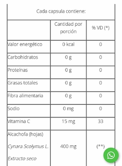 Alcachofa Disminuye Hígado Graso Colesterol Natier 50 capsulas - comprar online